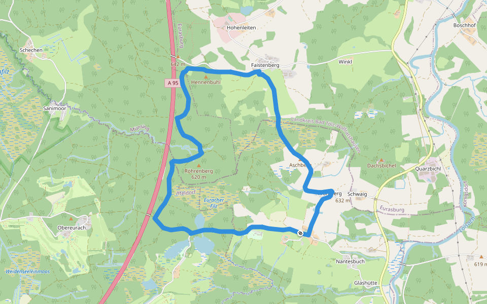 Rundweg 12 Nord walking route map in Penzberg