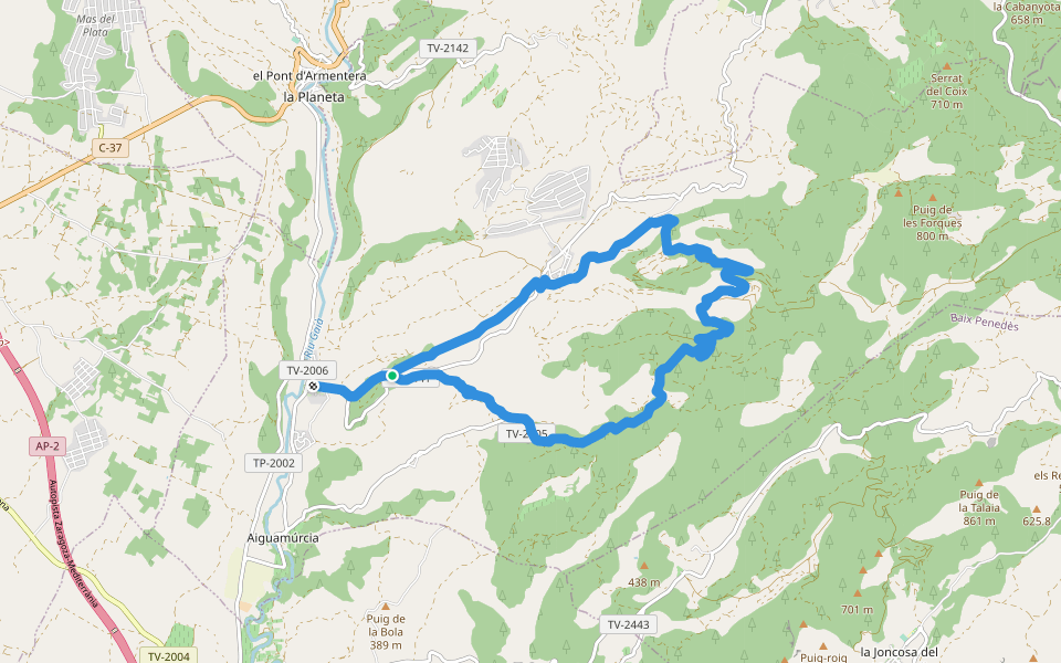 PR-C 8 Sender de Santes Creus walking route map in Aiguamúrcia