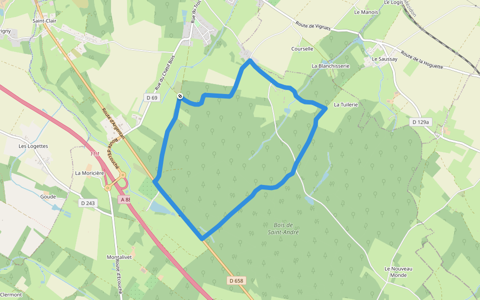 Circuit du Bois de Saint-André walking route map in La Hoguette