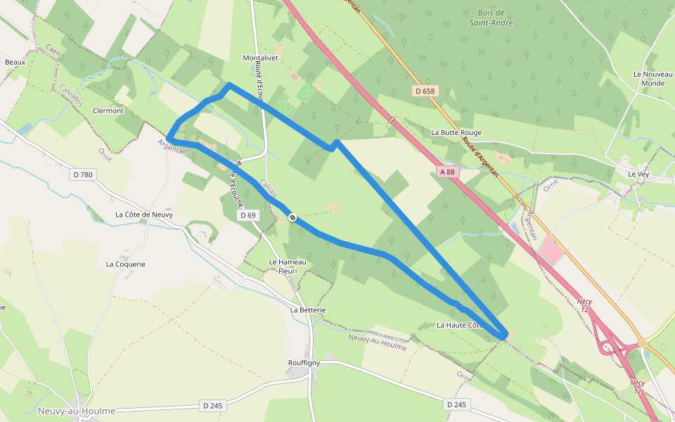 Le Vivier walking route map in La Hoguette