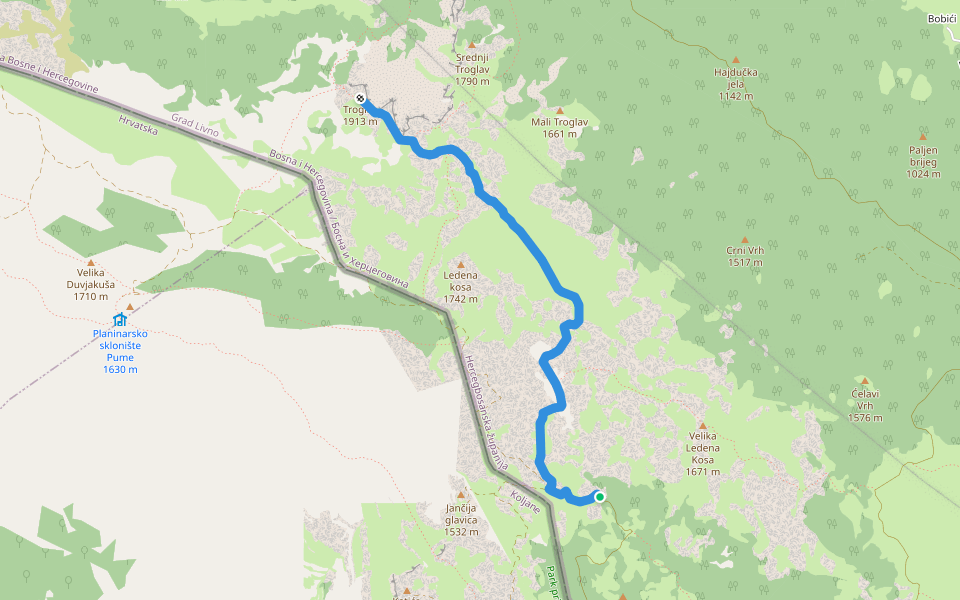 planinska staza na Troglav walking route map in Gubin
