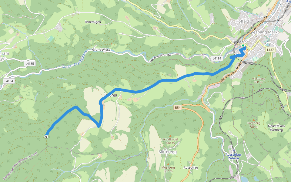 Aspang-Markt - Langegg - Heidstübl walking route map in Aspang Markt