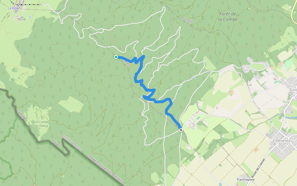 Le Bauloz-Bonmont walking route map in La Rippe