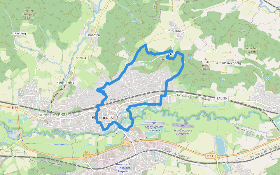 Hersbrucker Rundweg Nr. 8 walking route map in Hersbruck