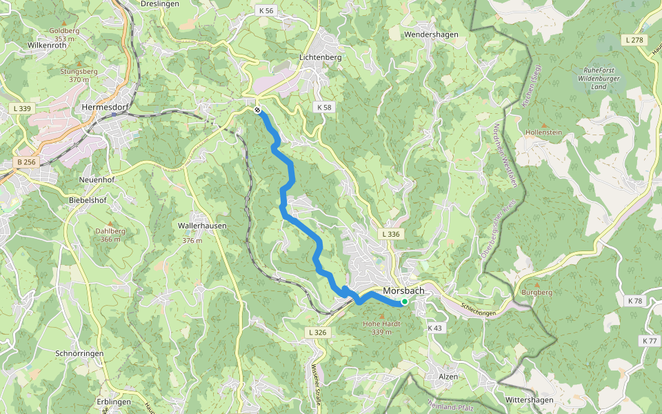 Morsbach Rundweg Quadrat walking route map in Morsbach