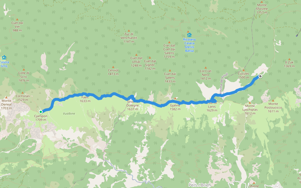Via Cai Map High Via CAI Gemona Hiking Trail - Friuli-Venezia Giulia | Pacer