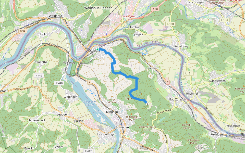 Koblenz - Acheberg walking route map in Koblenz