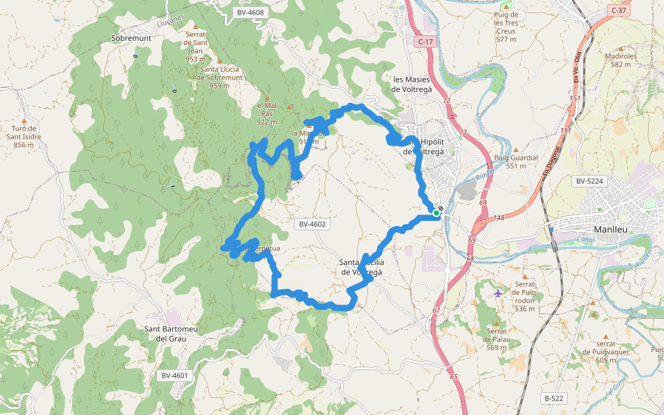 PR-C 49 Sender de Voltregà walking route map in Les Masies de Voltregà