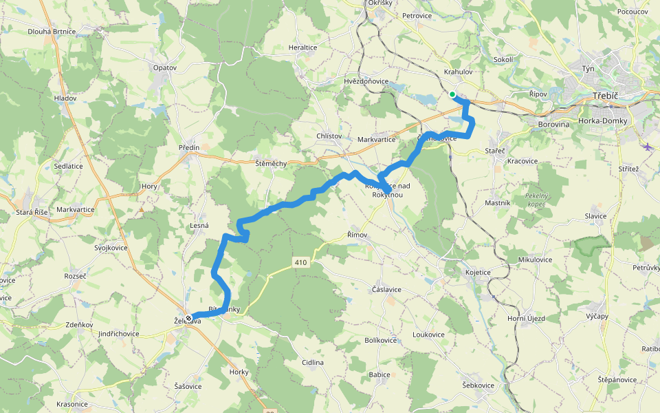 [M] Čechočovice - Želetava walking route map in Krahulov