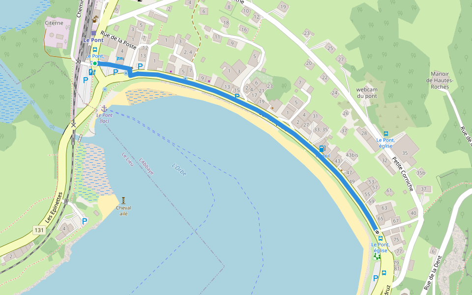 Le Pont, Gare-Le Pont walking route map in L'Abbaye