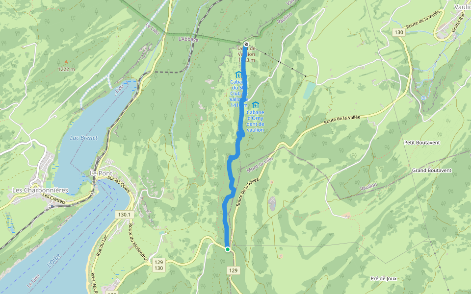 Pétra Félix-Dent du Vaulion walking route map in L'Abbaye