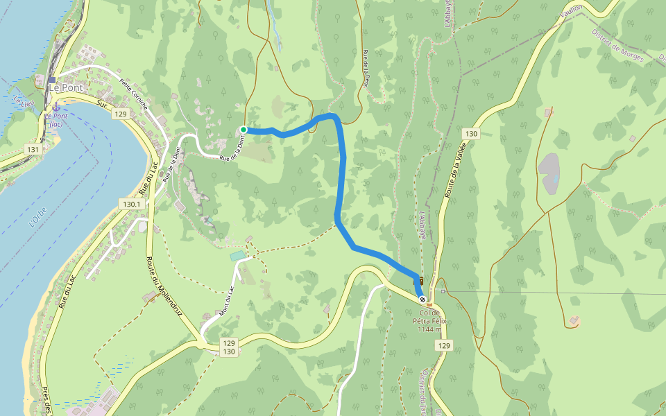 Sagne Vuognard-Pétra Félix walking route map in L'Abbaye