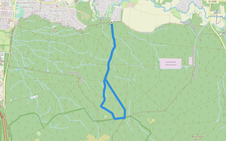 RehbockweiherTrail walking route map in Uttenreuth