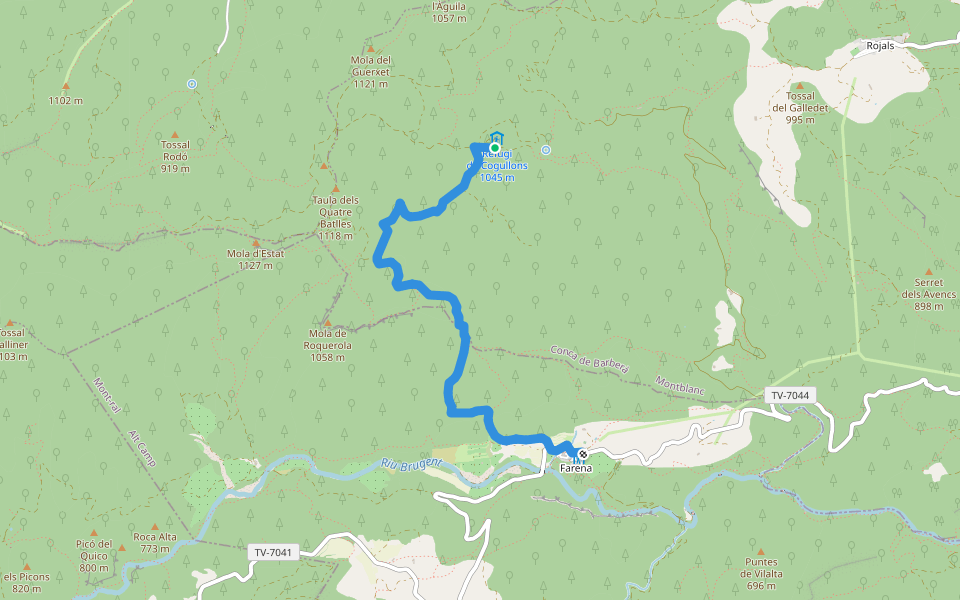 PR-C 20-2 Sender Albiol - Cogullons walking route map in Montblanc