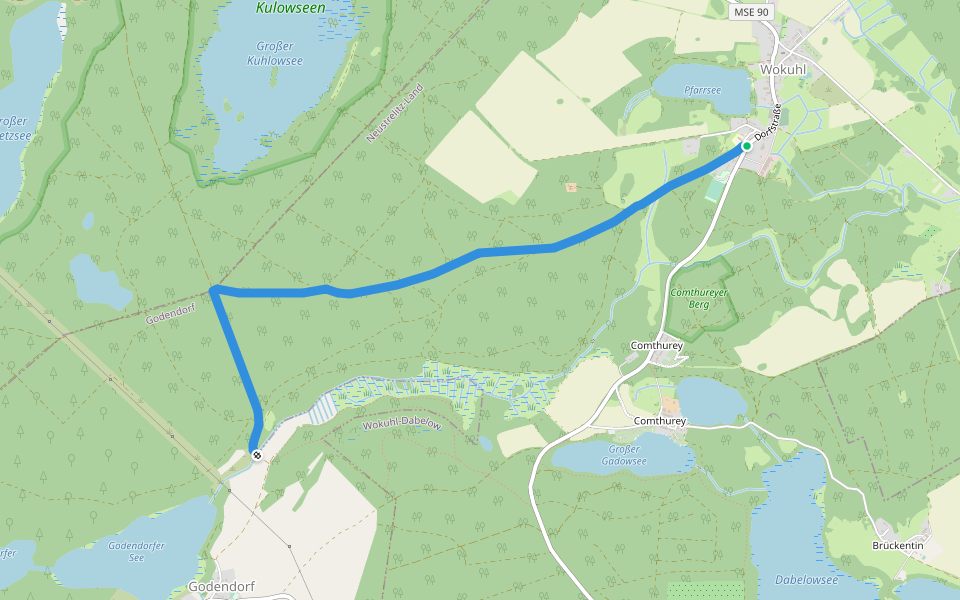 Wokuhl-Godendorf walking route map in Wokuhl-Dabelow