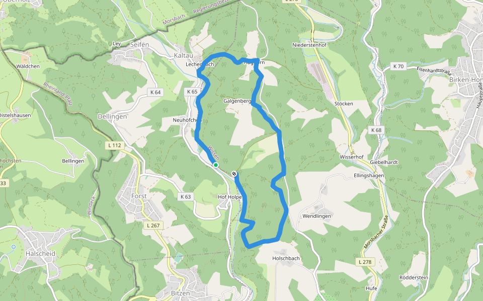 Holschbacher Rundweg walking route map in Forst