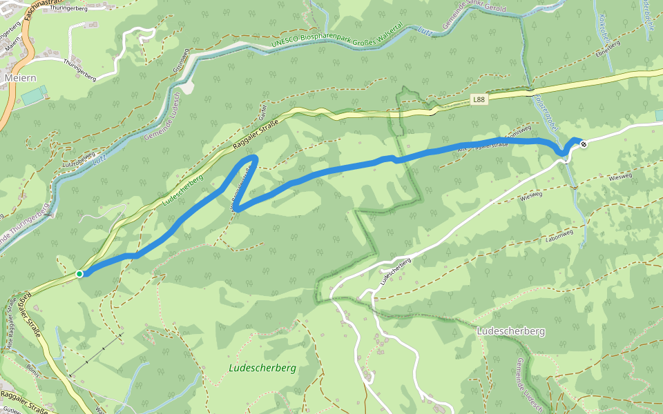 Alte Raggalerstraße walking route map in Ludesch