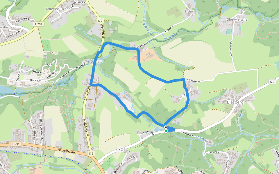 Auersteg Rundweg A2 walking route map in Burscheid