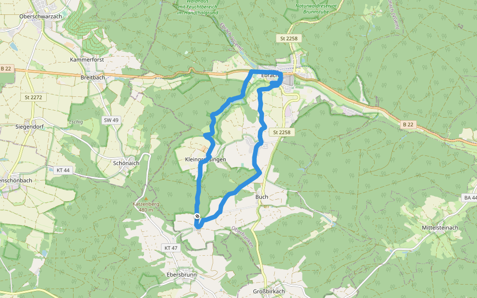 Rundweg "Hof" walking route map in Ebrach