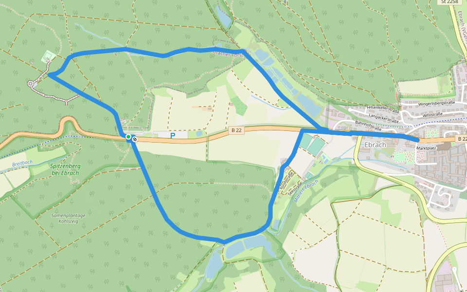 Rundweg "Rund um den Baumwipfelpfad" walking route map in Ebracher Forst