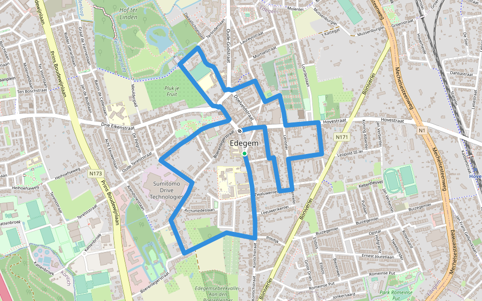 Edegem Wandelroute 1 walking route map in Edegem