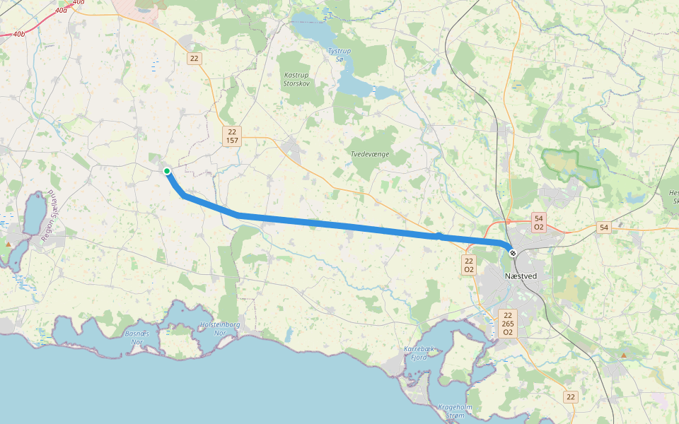 Fodsporet Næstved-Dalmose walking route map in Dalmose