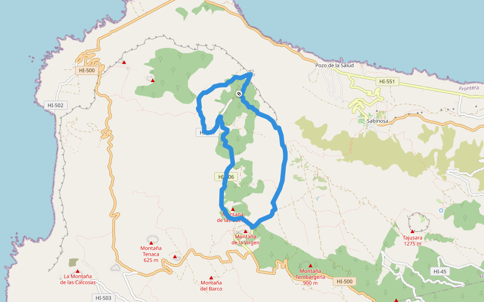 PR EH 9 Camino Circular de El Cres walking route map in Frontera
