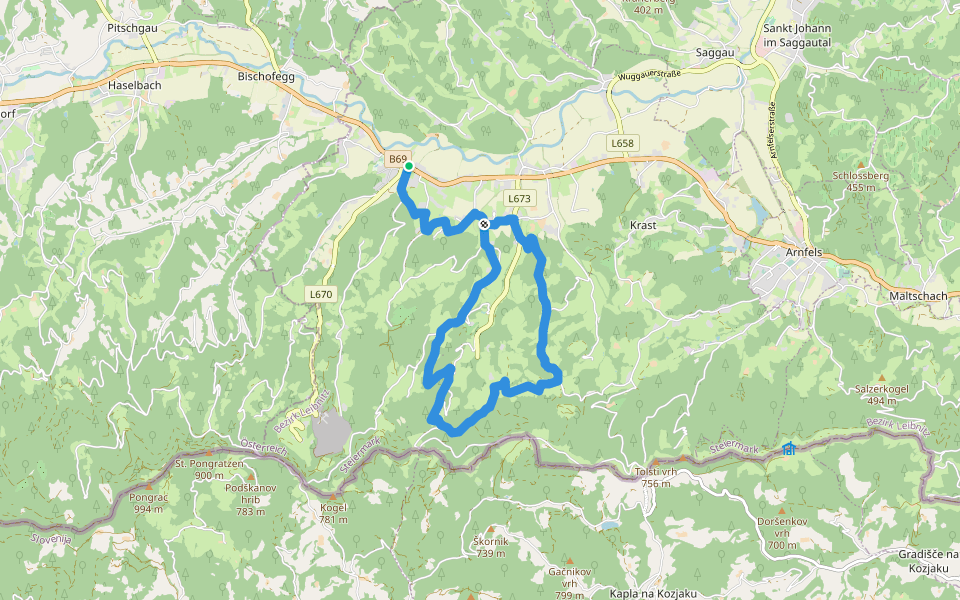 Kapellenweg walking route map in Oberhaag