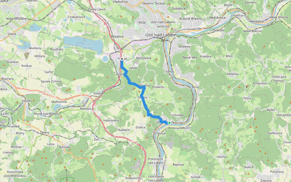 [M] Trmice - Dolní Zálezly walking route map in Dolní Zálezly