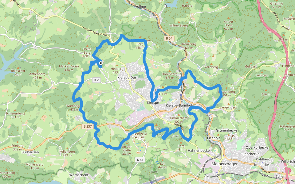 Raukweg walking route map in Kierspe