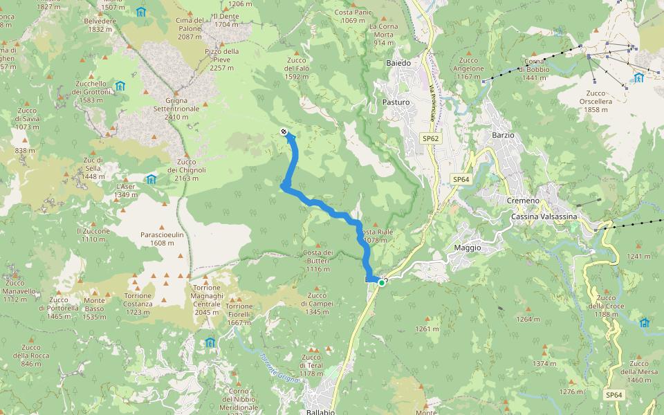 Balisio - Pialeral walking route map in Balisio