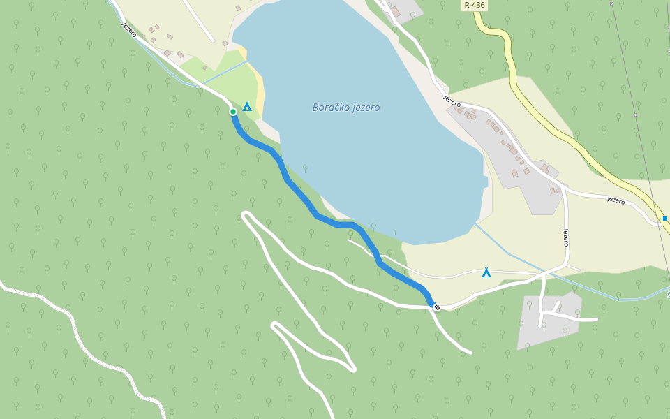 Boračko Jezero walking route map in Jezero