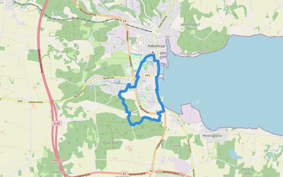 Rød Kløversti, Aabenraa walking route map in Aabenraa