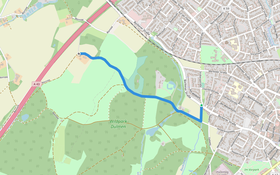 An der Ziegenweide Rundweg A1 walking route map in Dülmen