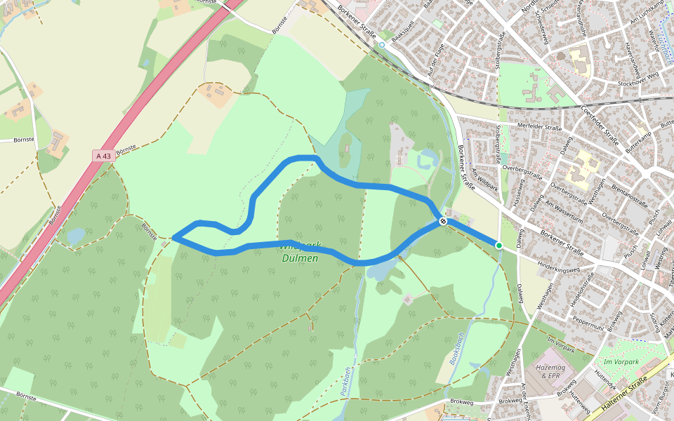 An der Ziegenweide Rundweg A2 walking route map in Dülmen