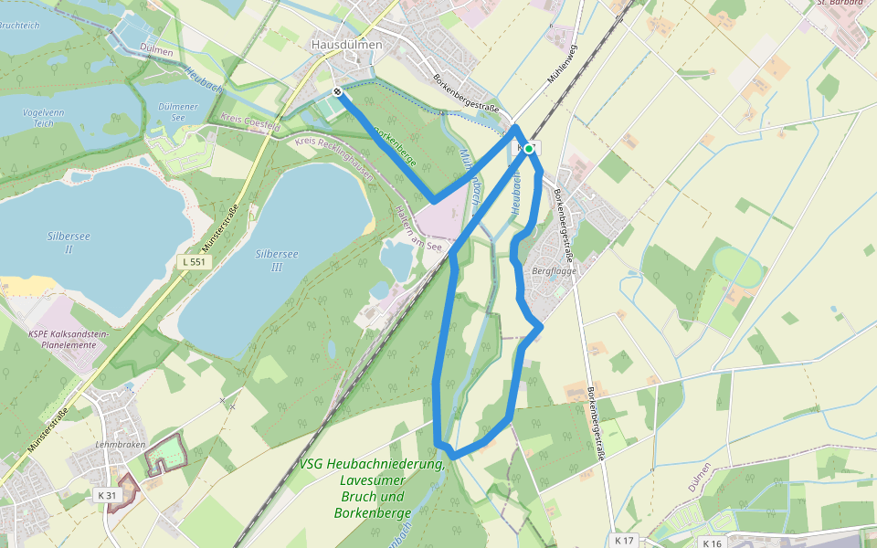 Nordic Walking Rundweg Dülmen Mühlenbachroute walking route map in Dülmen