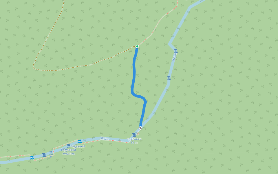 Тропа к водопаду walking route map in Vozrozhdenie