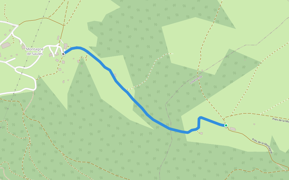 Montagne de Saules - Bergerie de Loveresse walking route map in Loveresse