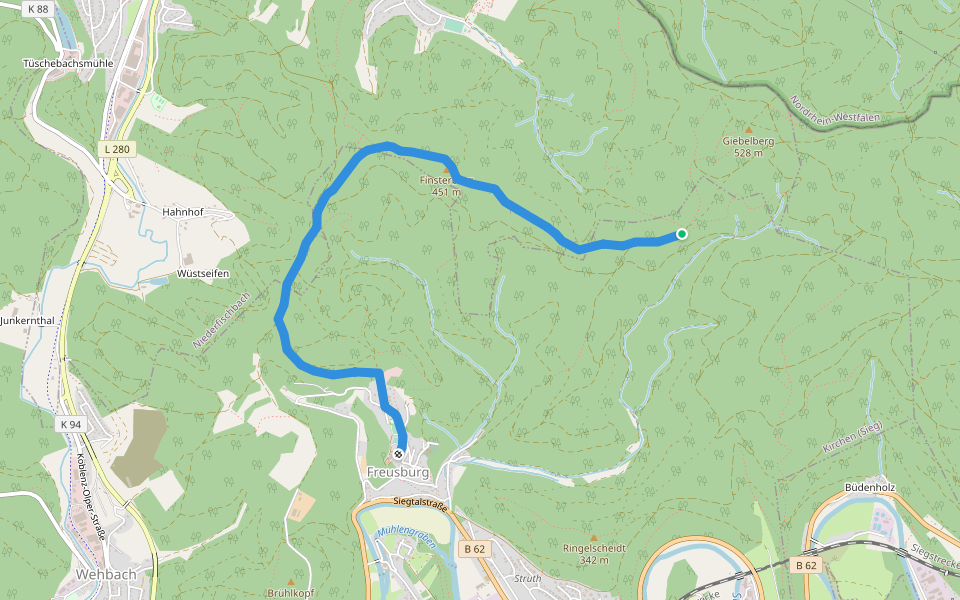Jugendherbergsweg Freusburg walking route map in Kirchen (Sieg)