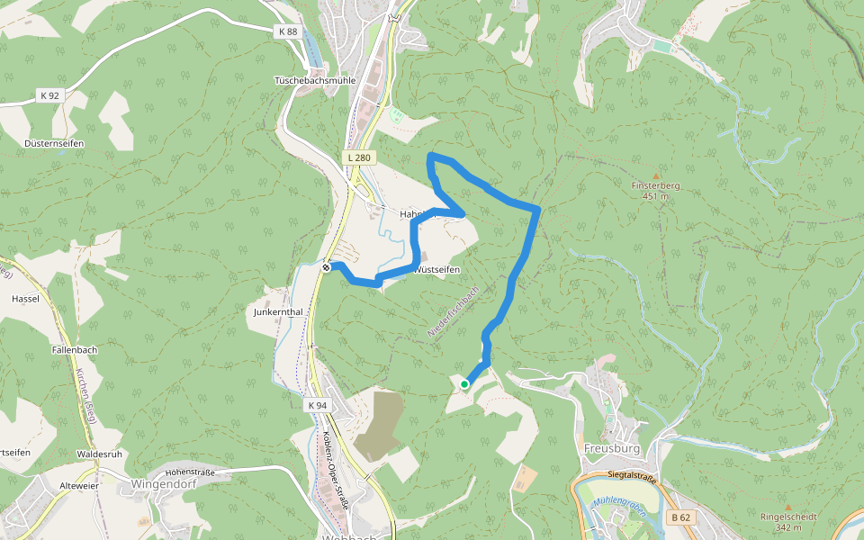 Niederfischbach Rundweg N8 walking route map in Kirchen (Sieg)