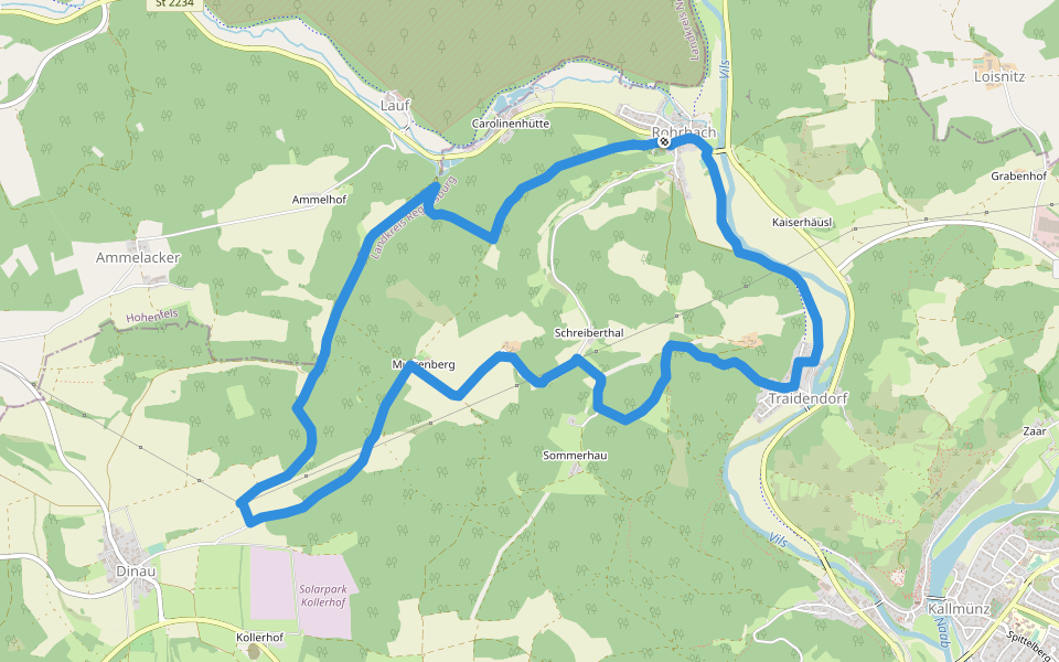 Jurasteig Bärenloch-Schlaufe walking route map in Kallmünz