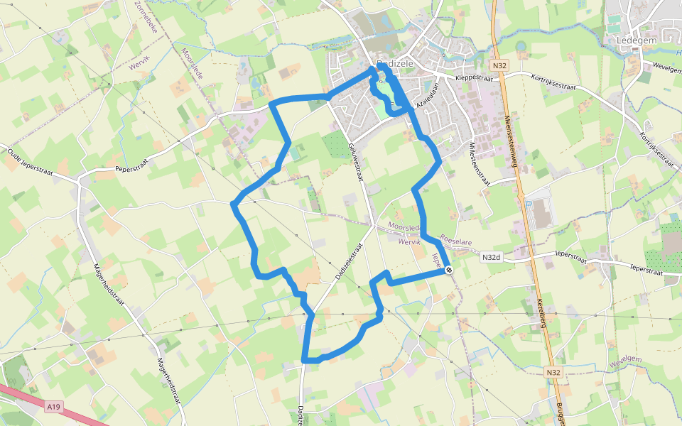 Pompeschitters wandelroute walking route map in Moorslede