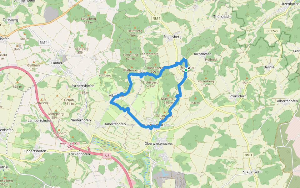 Jurasteig Kuppenalb-Schlaufe walking route map in Velburg