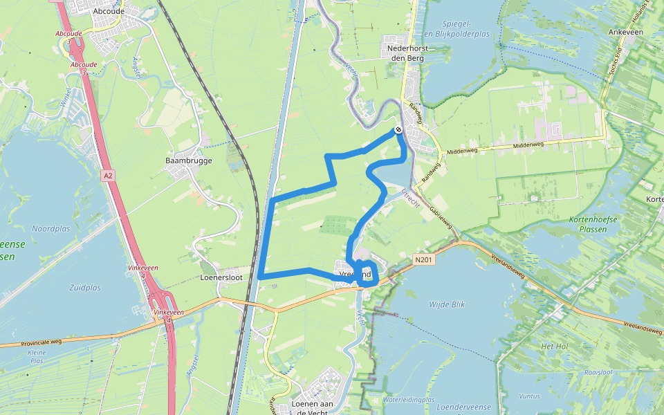 Vredelantsepad walking route map in Vreeland