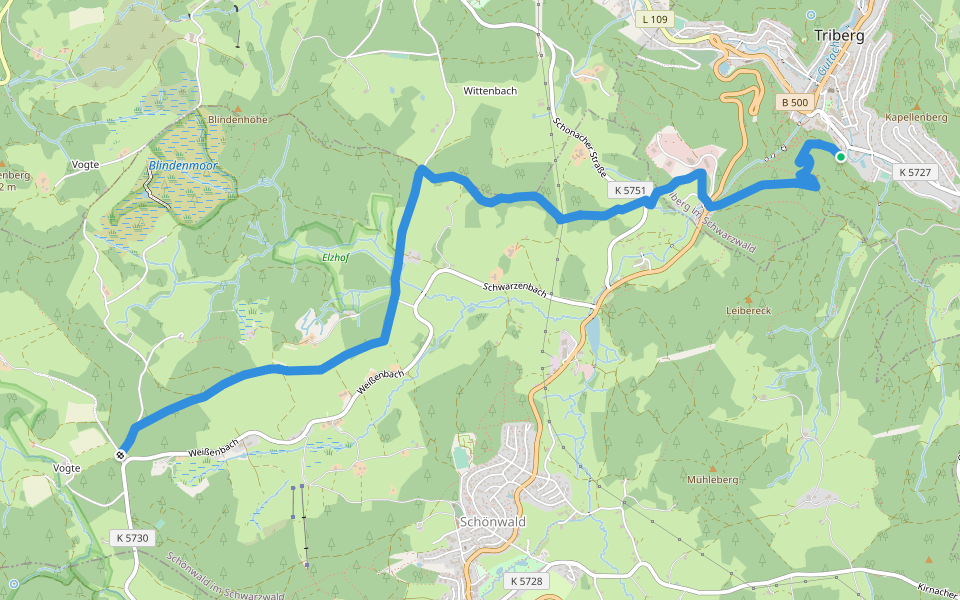 Triberg - Weißenbacher Höhe walking route map in Triberg im Schwarzwald