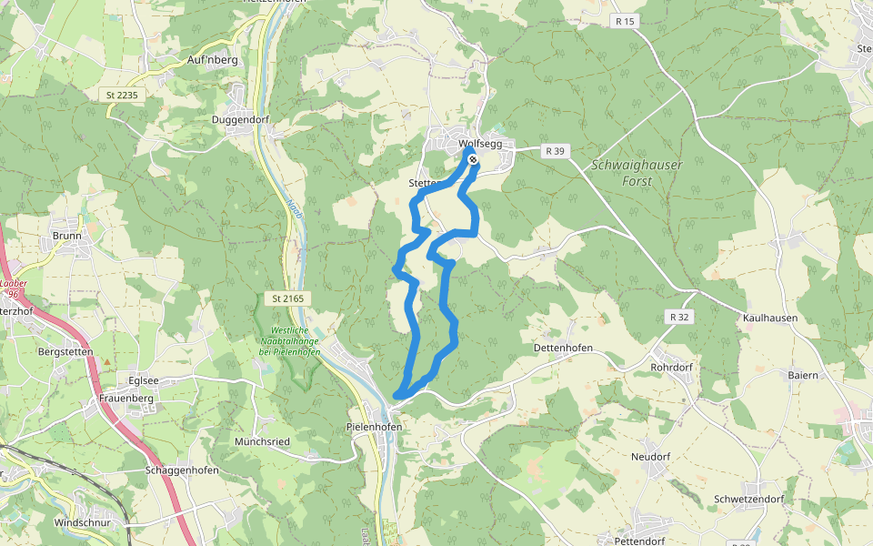 Jurasteig Wolfsfährte zur Weissen Frau walking route map in Wolfsegg