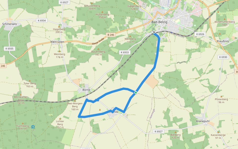 Naturparkrundweg 31 walking route map in Bad Belzig