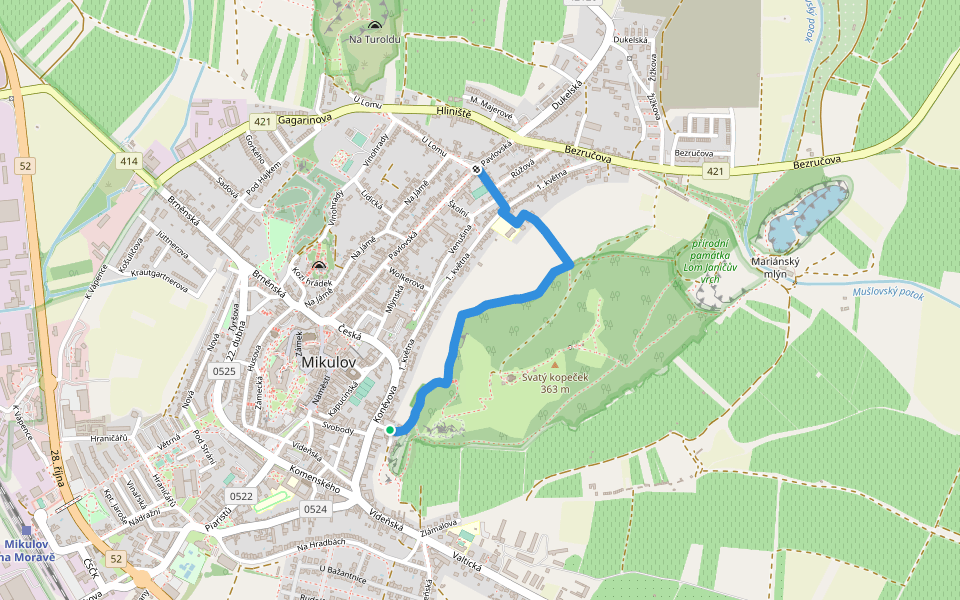 naučná stezka Umění bez hranic walking route map in Mikulov