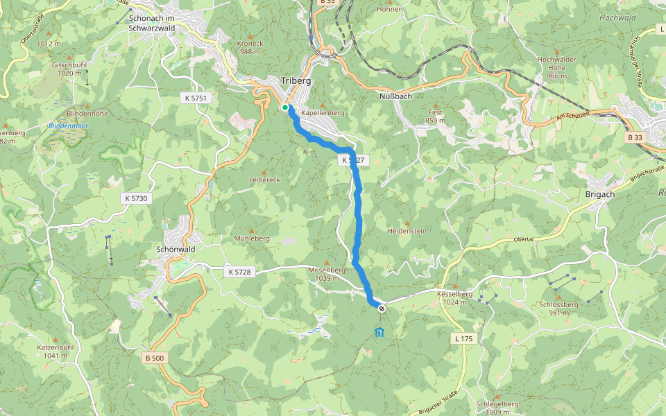 Triberg - Stöcklewald walking route map in Triberg im Schwarzwald
