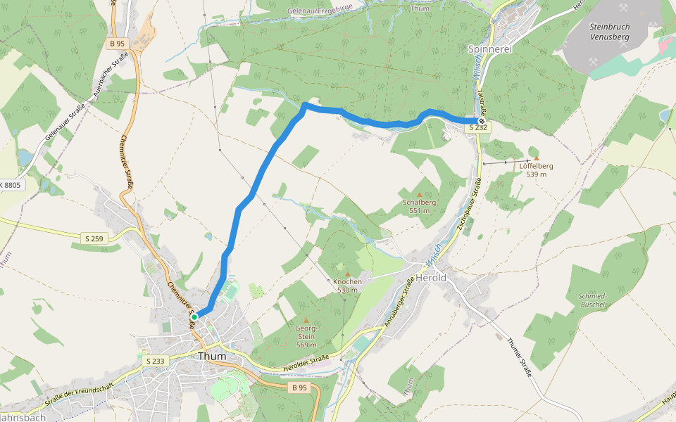 Ww Herold-Forsthäuser-Thum walking route map in Thum